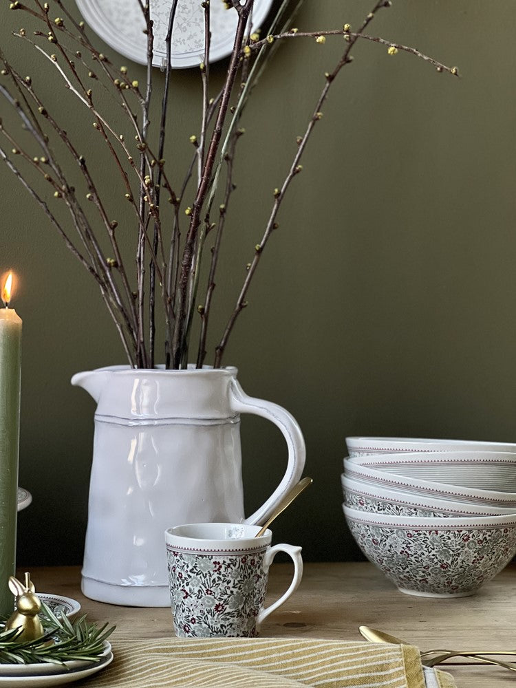 Laura Ashley Giftset 2 Mugs Dot and Green Flowers 32 cl.