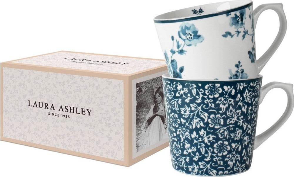 Laura Ashley Giftset 2 Mugs Sweet Alyssum and Rose 32 cl.