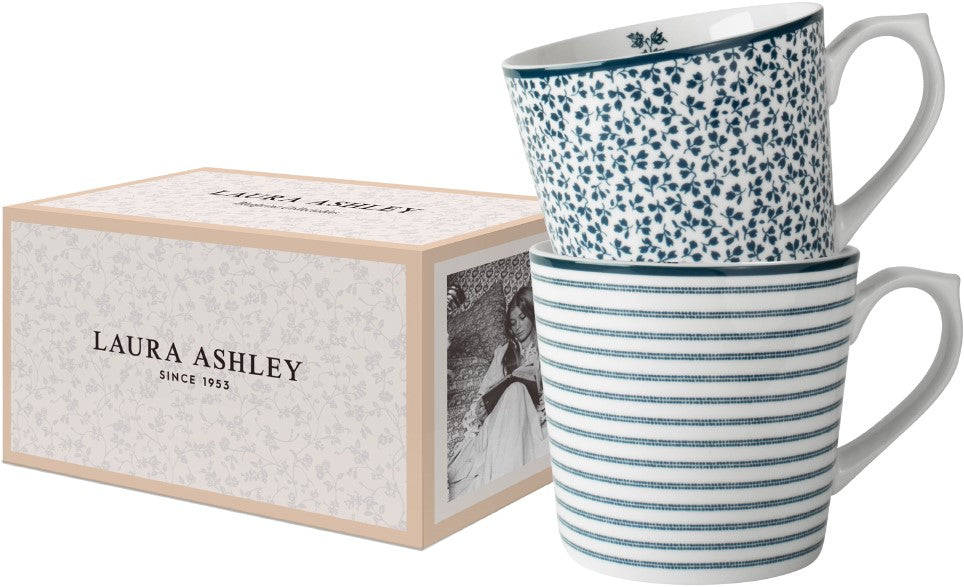 Laura Ashley Giftset 2 Minimugs Floris and Candy Stripe 22 cl.