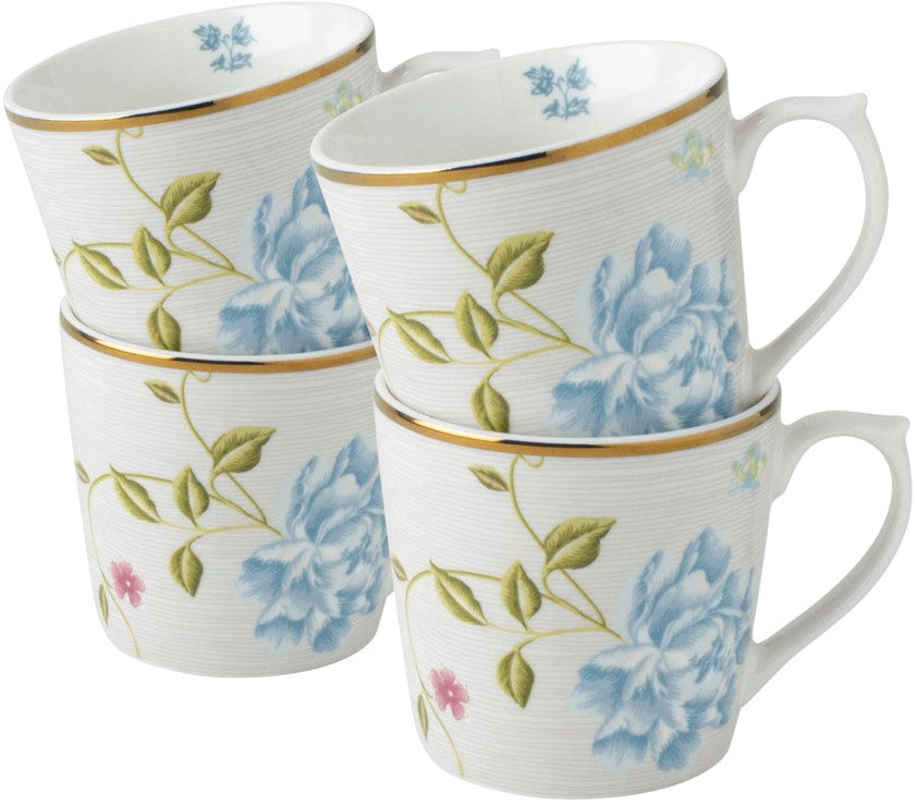 Laura Ashley Giftset 4 Mugs Cobblestone Pinstripe 32 cl.