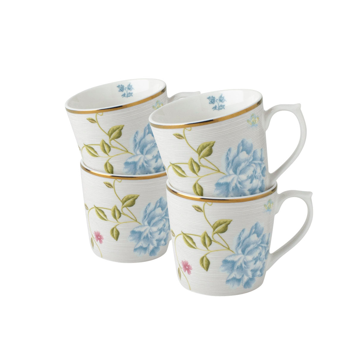 Laura Ashley Giftset 4 Mugs Cobblestone Pinstripe 32 cl.