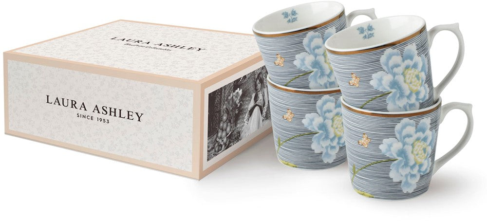 Laura Ashley Giftset 4 Mugs Midnight Pinstripe 32 cl.