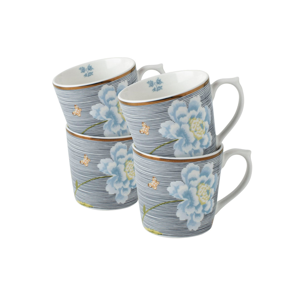 Laura Ashley Giftset 4 Mugs Midnight Pinstripe 32 cl.