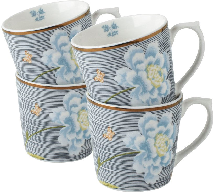 Laura Ashley Giftset 4 Mugs Midnight Pinstripe 32 cl.