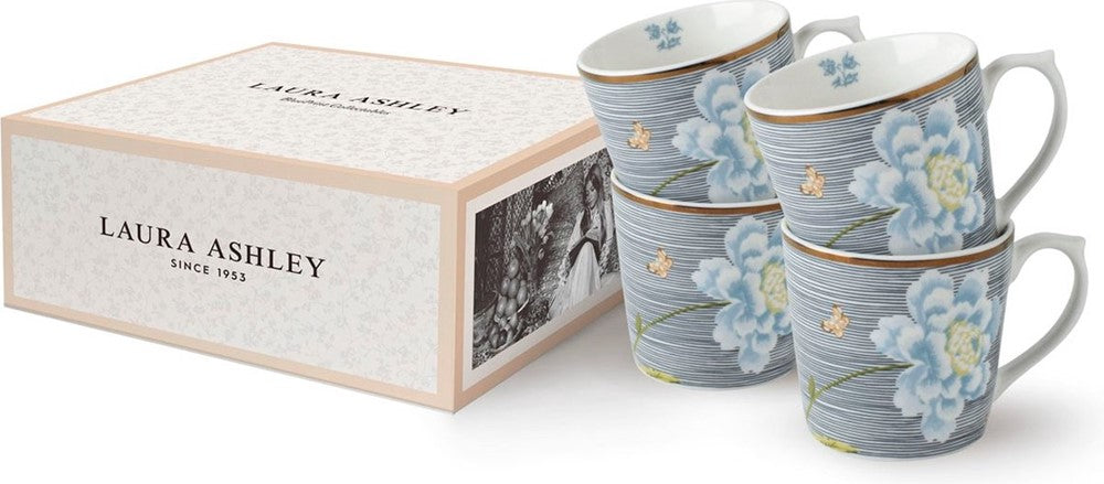 Laura Ashley Giftset 4 Mugs Midnight Pinstripe 32 cl.