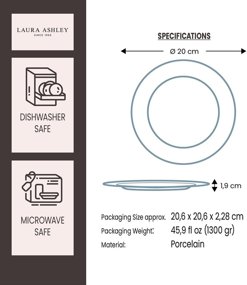 Laura Ashley Giftset 4 Plates 20 cm Assorted