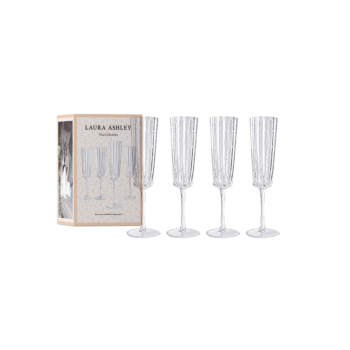 Laura Ashley Giftset 4 Glass Champagne Clear 52 cl.