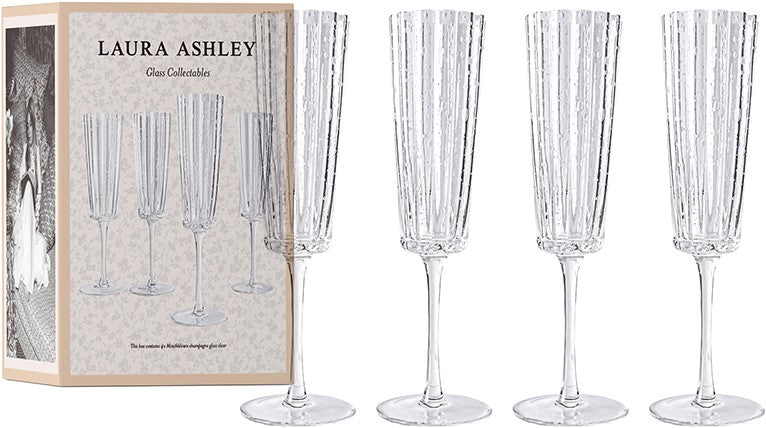 Laura Ashley Giftset 4 Glass Champagne Clear 52 cl.