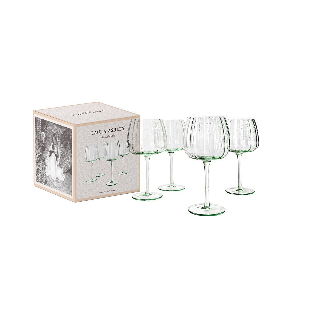 Laura Ashley Giftset 4 Glass Gin Green 52 cl.