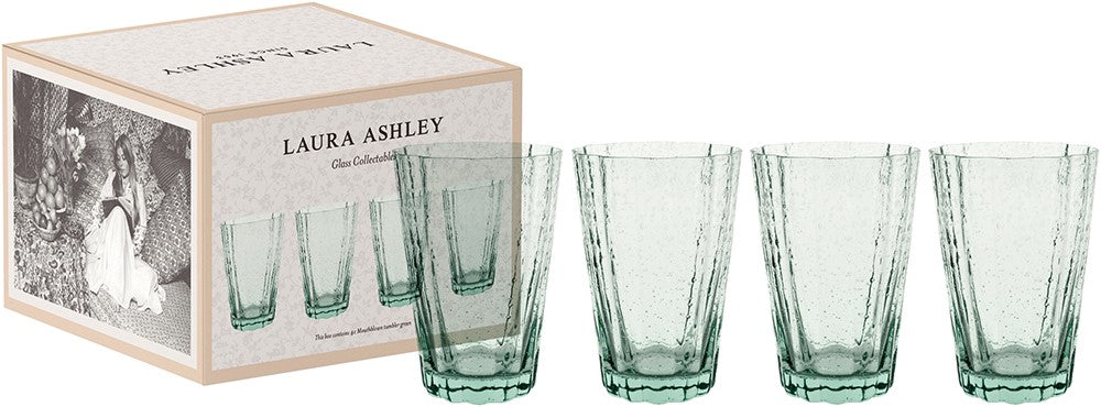 Laura Ashley Giftset 4 Glass Large Tumbler Green