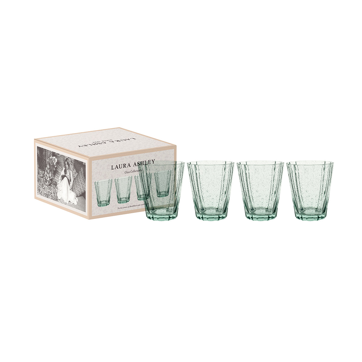 Laura Ashley Giftset 4 Glass Tumbler Green