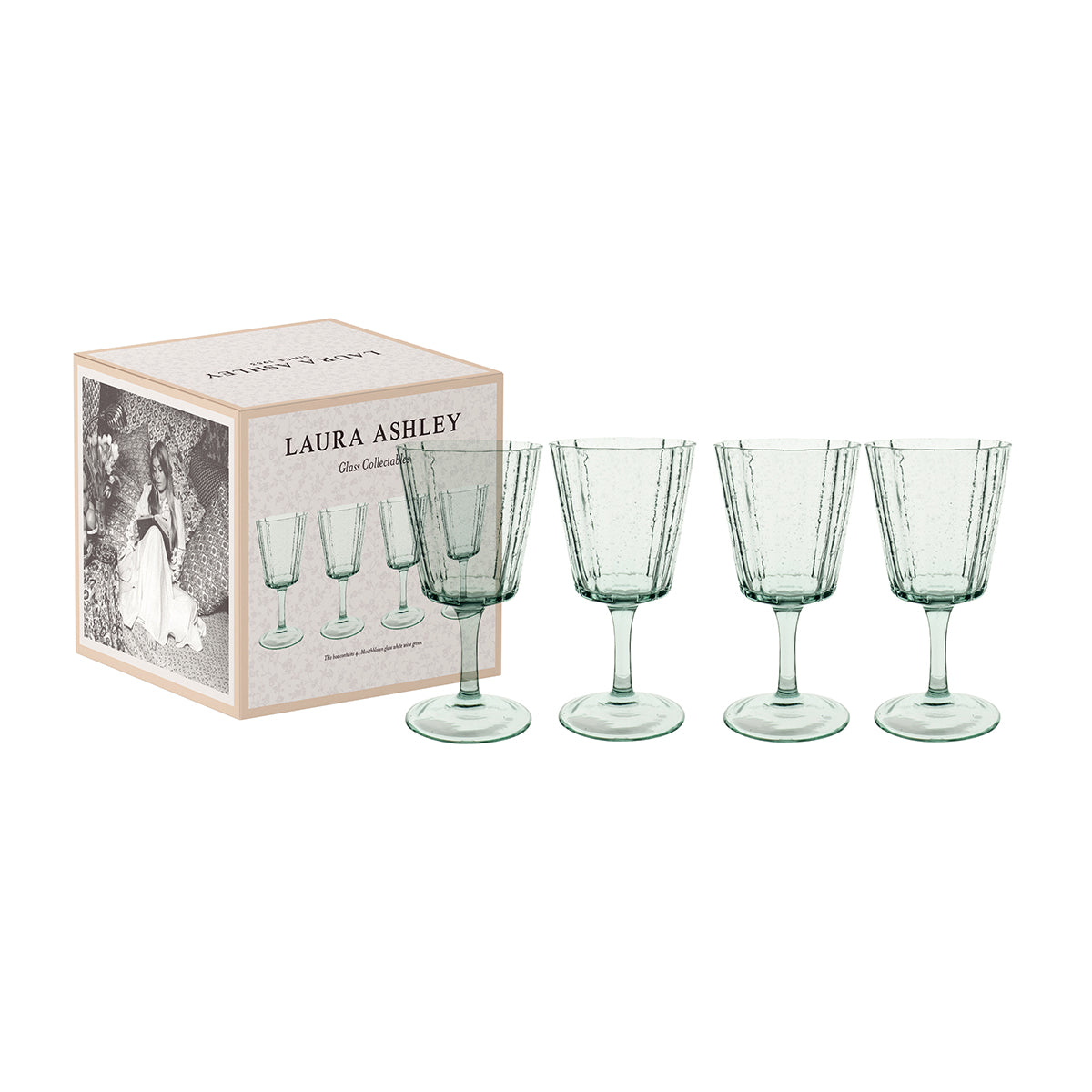 Laura Ashley Giftset 4 Glass White Wine Green