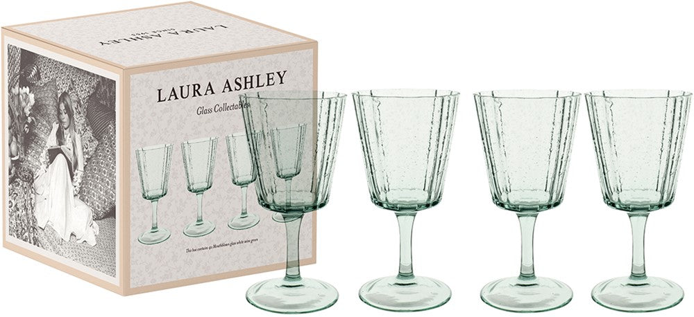 Laura Ashley Giftset 4 Glass White Wine Green