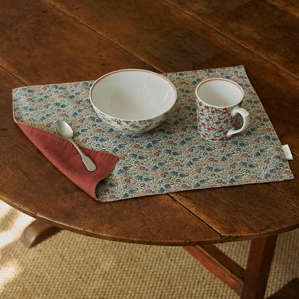 Laura Ashley Placemat Oxblood Red Double sided Uni/Daniela 48x35cm