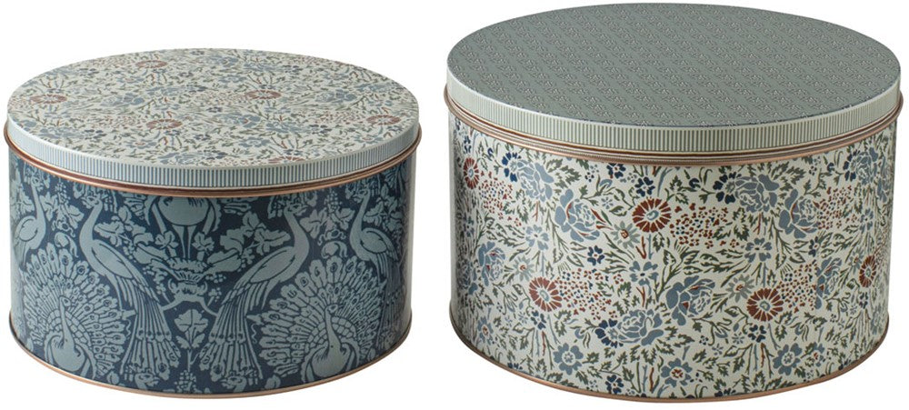 Laura Ashley Set 2 Tins Daniela and Peacock Red